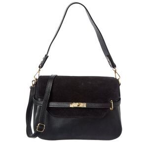Isabella Rossetti Greta Suede & Leather Handbag, Black